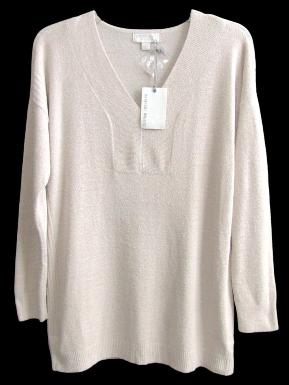 Barefoot Dreams Cozy Chic Ultra Lite V Neck Tunic Womens Size S Cream New Tag